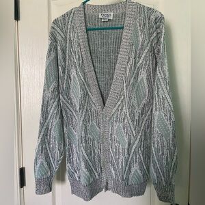 Vintage Aqua and Black Cardigan